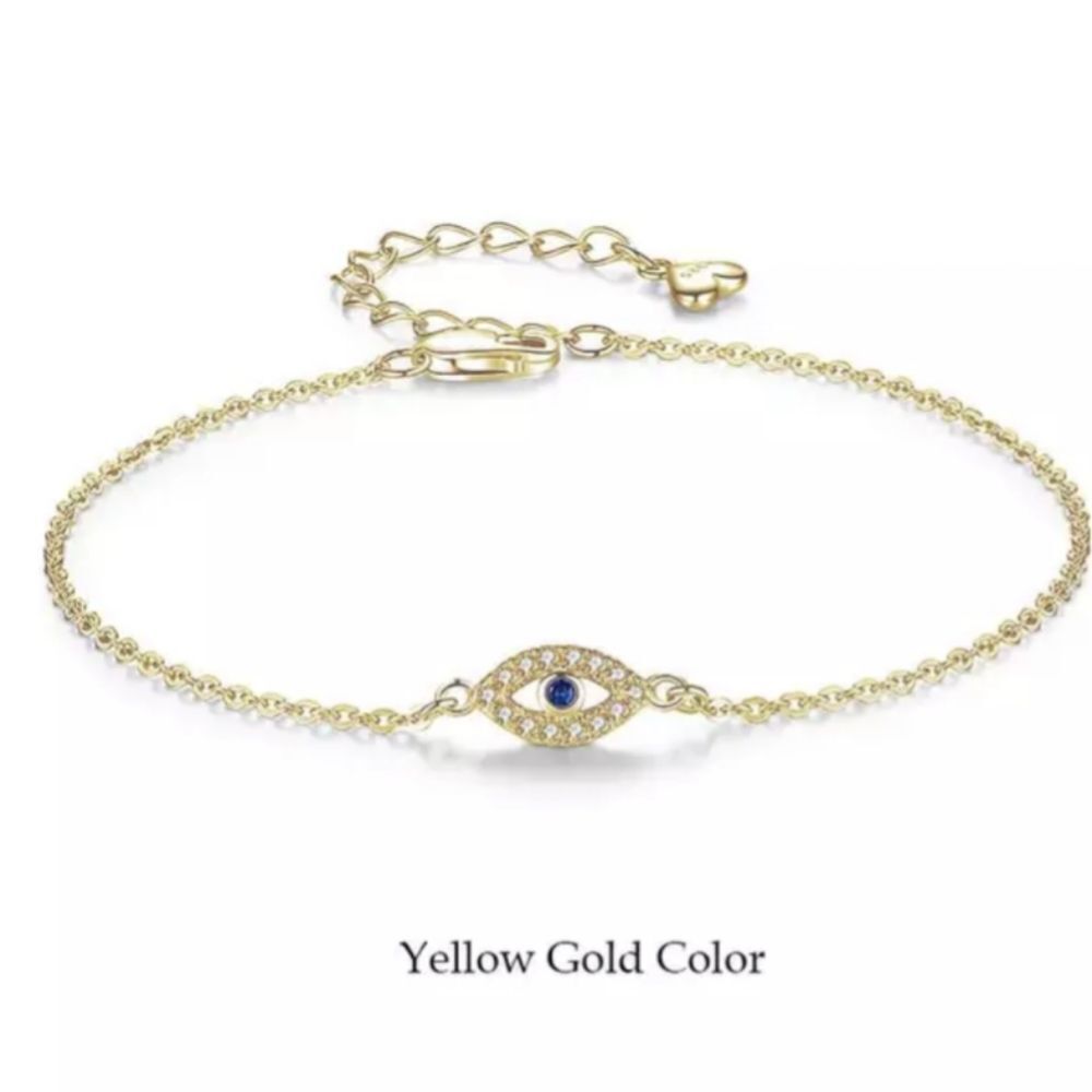 925 Sterling silver Yellow Gold Plated EVIL EYE BRACELET